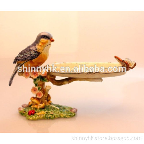 Hot sale new style metal alloy statue bird holder tray for wedding gifts